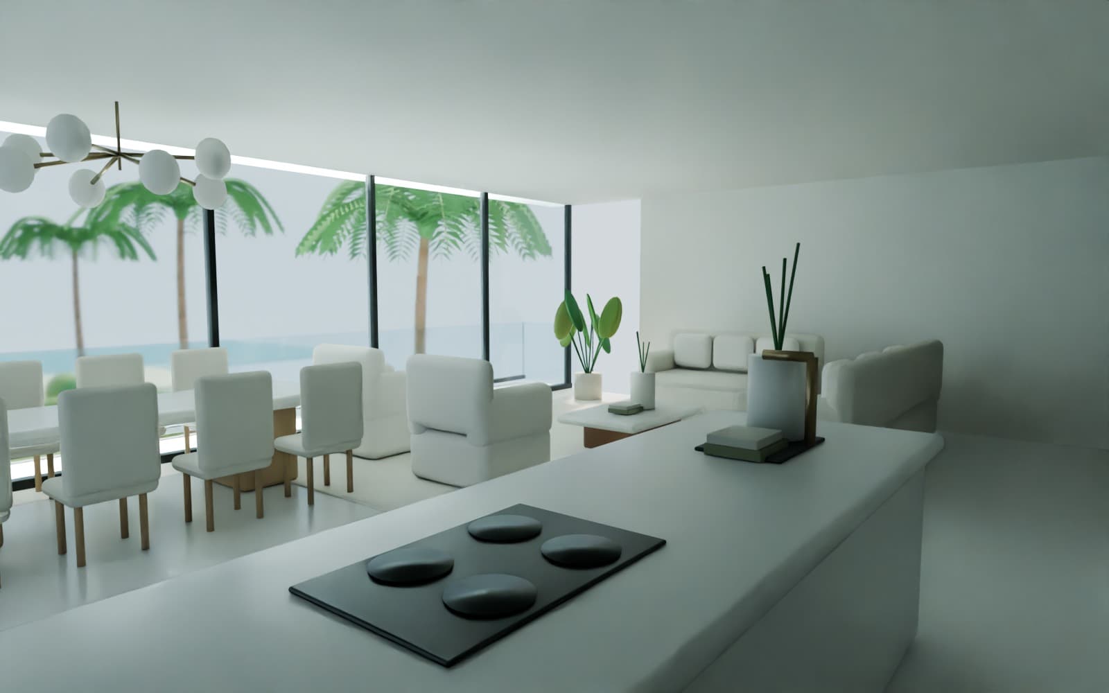 Original architectural model render before virtual staging
